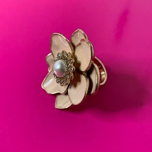 Decorative Peach Flower Statement Ring